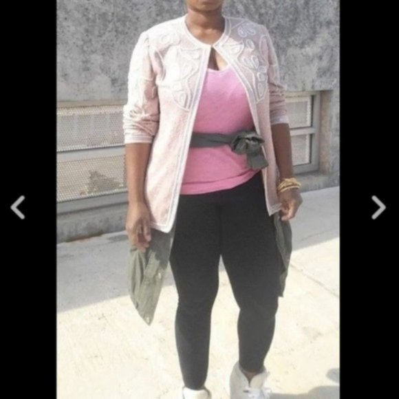 SOLD Vintage Blazer Jacket Blush Sequins Beaded Size 6 - Picture 1 of 7